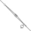 Sterling Silver Rhodium-plated Beads and Heart 9in Plus 1in ext Anklet - Larson Jewelers