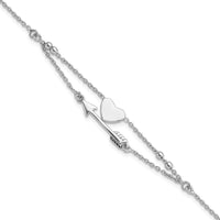 Sterling Silver Rhodium-plated Heart and Arrow 7.5in Bracelet - Larson Jewelers