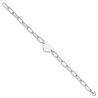 Sterling Silver Rhodium-plated Heart Open Link 7.25in Bracelet - Larson Jewelers