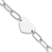 Sterling Silver Rhodium-plated Heart Open Link 7.25in Bracelet - Larson Jewelers