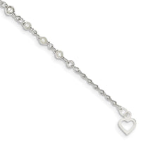 Sterling Silver Polished 9in Plus 1in ext FWC Pearl and Heart Anklet - Larson Jewelers