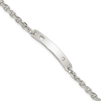Sterling Silver Polished ID W/CZ Heart Bracelet - Larson Jewelers