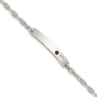 Sterling Silver Polished ID with Red CZ Heart Bracelet - Larson Jewelers
