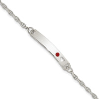 Sterling Silver Polished Childrens ID with Red CZ Heart Bracelet - Larson Jewelers