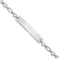 Sterling Silver Rhodium-plated 6.5 inch Hearts Children's ID Bracelet - Larson Jewelers