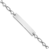Sterling Silver Rhodium-plated 7.5 inch Hearts ID Bracelet - Larson Jewelers