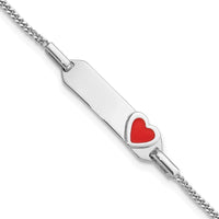 Sterling Silver Rhodium-plated Enameled Heart Children's ID 6in Bracelet - Larson Jewelers