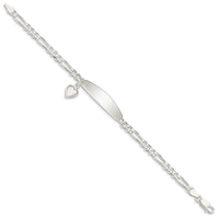 Sterling Silver ID with Heart Figaro Link Bracelet - Larson Jewelers