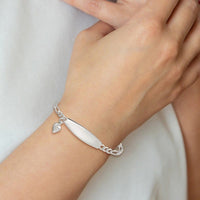 Sterling Silver ID with Heart Figaro Link 8in Bracelet - Larson Jewelers