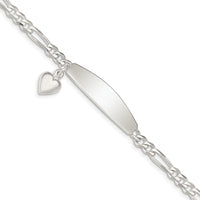 Sterling Silver ID with Heart Figaro Link 8in Bracelet - Larson Jewelers