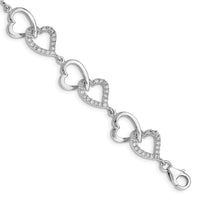 Sterling Silver Rhodium-plated CZ Heart Bracelet - Larson Jewelers