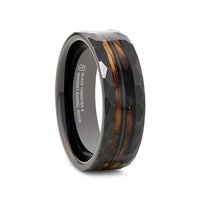 RIFF Black Tungsten Ring with Charred Whiskey Barrel and Guitar String - 8mm - Larson Jewelers