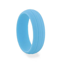 FIJI Dual Groove Silicone Ring for Men and Women Light blue Comfort Fit Hypoallergenic Thorsten - 8mm - Larson Jewelers