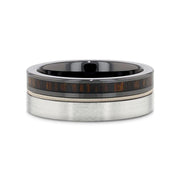 SLATE Tungsten & Black Ceramic Hybrid Ring with Steel Guitar String Ebony Wood and a Black Ceramic Interior - 8mm - Larson Jewelers