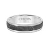 Step Edge Meteorite Top Contemporary 14K White Gold Wedding Band - 5.5mm - Larson Jewelers
