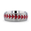 DIMAGGIO Titanium Brushed Finish Ring with Red Baseball Stitching Pattern - 8mm - Larson Jewelers