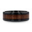 KONY Black Titanium Polished Beveled Edges Black Walnut Wood Inlaid Men’s Wedding Ring - 6mm & 8mm - Larson Jewelers