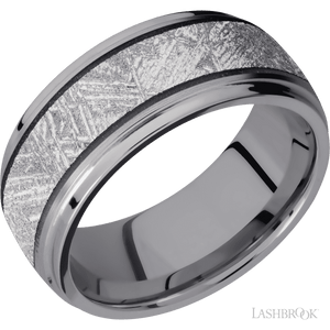 Tantalum with Satin , Polish Finish and Meteorite Inlay - 9 MM - Larson Jewelers