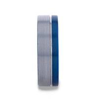 ATLANTIC Duo Color Brushed Center Tungsten Carbide Men's Wedding Band With Blue Ion Plating Inside the Band - 8mm - Larson Jewelers