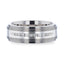 BOND Flat Brushed Silver Inlaid Titanium Men's Wedding Band With 9 Channel Set White Diamonds - 8mm - Larson Jewelers