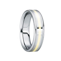 BLANDINUS 18k Gold Inlaid Tungsten Carbide Wedding Band by Crown Ring - 6mm - Larson Jewelers