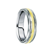DUILIUS 18K Yellow Gold Inlaid Tungsten Carbide Ring with Dual Grooves - 6mm - Larson Jewelers