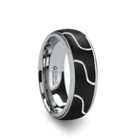 FUSION Cobalt Chrome Ring with Diagonal Pattern and Polished Edges - 8mm - Larson Jewelers