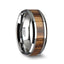 PALMALETTO Tungsten Carbide Ring with Beveled Edges and Real Zebra Wood Inlay - 4mm - 10mm - Larson Jewelers