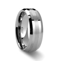 HALSTEN Platinum Inlaid Beveled Tungsten Carbide Wedding Ring - 6mm & 8mm - Larson Jewelers