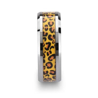 SAVANNAH Tungsten Wedding Ring with Cheetah Print Animal Design Inlay - 6mm & 8mm - Larson Jewelers