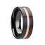 VENICE Black Ceramic Wedding Band with Rose Gold Groove - 4mm - 10mm - Larson Jewelers