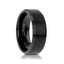 ORION Flat Black Tungsten Ring with Brushed Raised Center & Polished Step Edges - 6mm - 8mm - Larson Jewelers