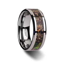 OVERGROWTH Realistic Tree Camo Tungsten Carbide Wedding Band with Green Leaves - 8mm - Larson Jewelers