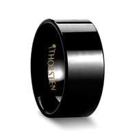 PORTLAND Flat Polished Finish Black Tungsten Ring - 10mm - Larson Jewelers