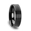 TURNER Flat Brushed Finish Center Black Tungsten Carbide Wedding Band with Dual Offset Grooves and Polished Edges - 6mm & 8mm - Larson Jewelers