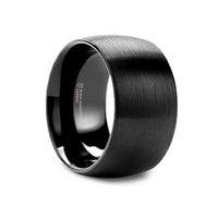 MILWAUKEE Round Black Tungsten Carbide Ring with Brushed Finish - 12mm - Larson Jewelers
