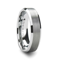 SAIRA Beveled White Tungsten Carbide Ring with Brushed Center - 4mm & 6mm - Larson Jewelers