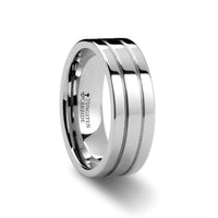 OTTAWA Tungsten Carbide Ring With Grooves - 8mm - Larson Jewelers