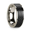 Polished 14k White Gold Men’s Wedding Band with Black Carbon Fiber Inlay - 8mm - Larson Jewelers