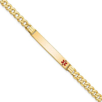 14K Medical Red Enamel Curb Link ID Bracecet - Larson Jewelers