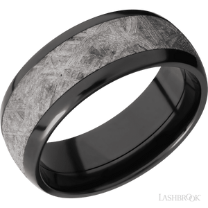 Zirconium with Polish Finish and Meteorite Inlay - 8MM - Larson Jewelers