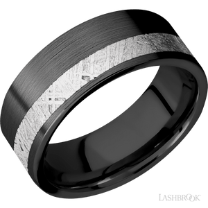 Zirconium with Satin Finish and Meteorite Inlay - 8MM - Larson Jewelers
