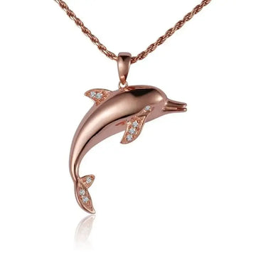 14K Rose Gold Dolphin Necklace - Larson Jewelers
