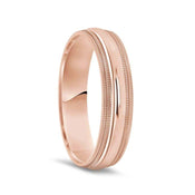 14k Rose Gold Polished Finish Domed Women's Ring With Double Milgrain - 4mm - 6mm - Larson Jewelers