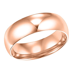 14k Rose Gold Men's Domed Ring with Polished Finish - 5mm - 10mm