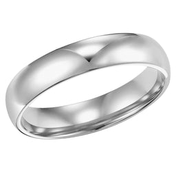 14k White Gold Women's Domed Ring with Polished Finish - 2mm - 4mm