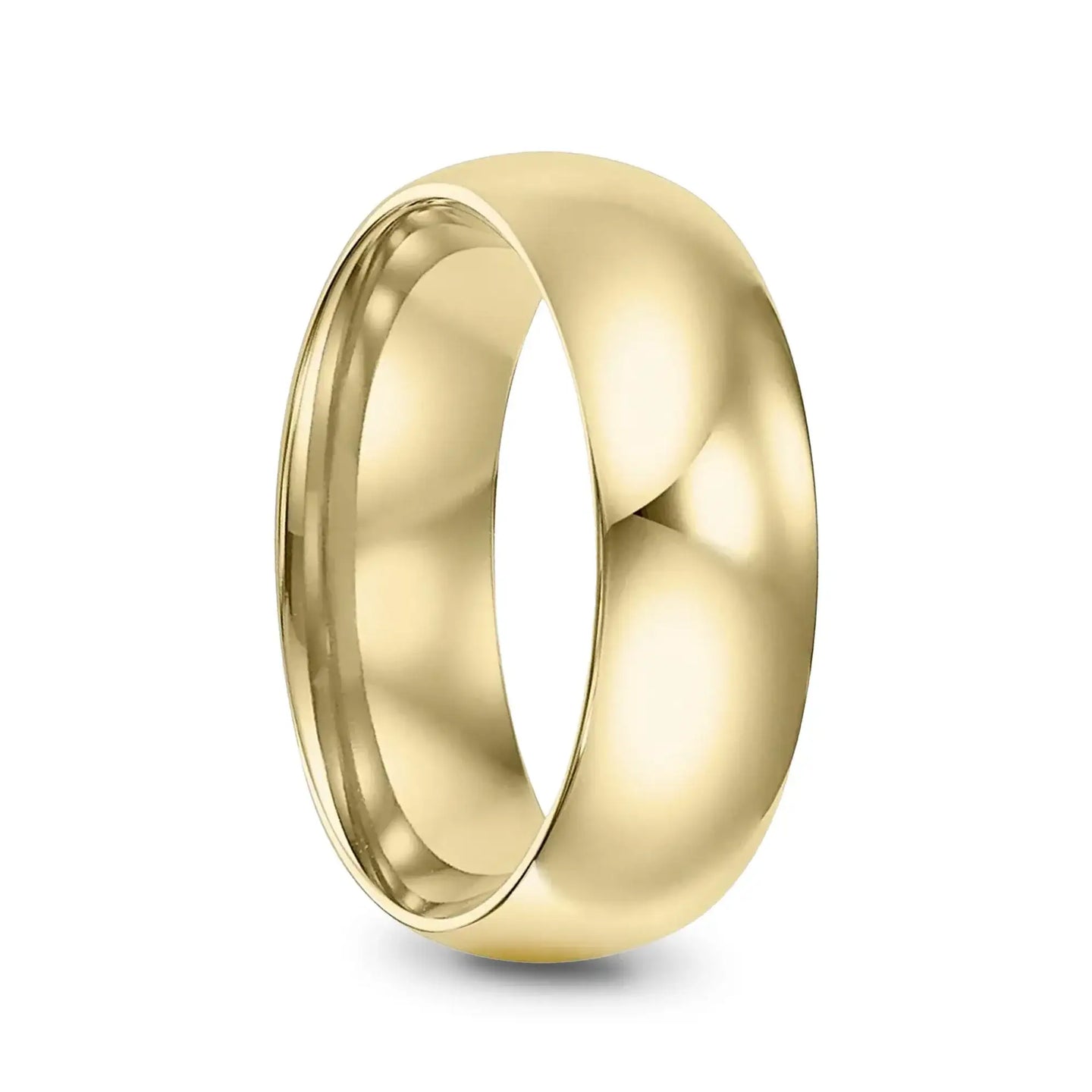 14k Yellow Gold Men's Domed Ring with Polished Finish - 5mm - 10mm - Larson Jewelers