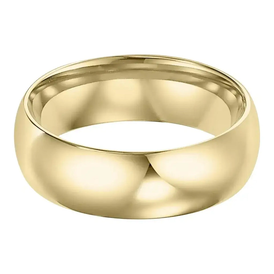 14k Yellow Gold Men's Domed Ring with Polished Finish - 5mm - 10mm - Larson Jewelers