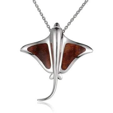 Sterling Silver Koa Wood Stingray Pendant18" Necklace - Larson Jewelers