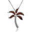 Sterling Silver Koa Wood Palm Tree Pendant18" Necklace